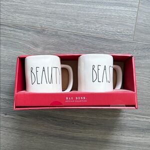 Rae Dunn White Beauty and Beast Mug Pair
